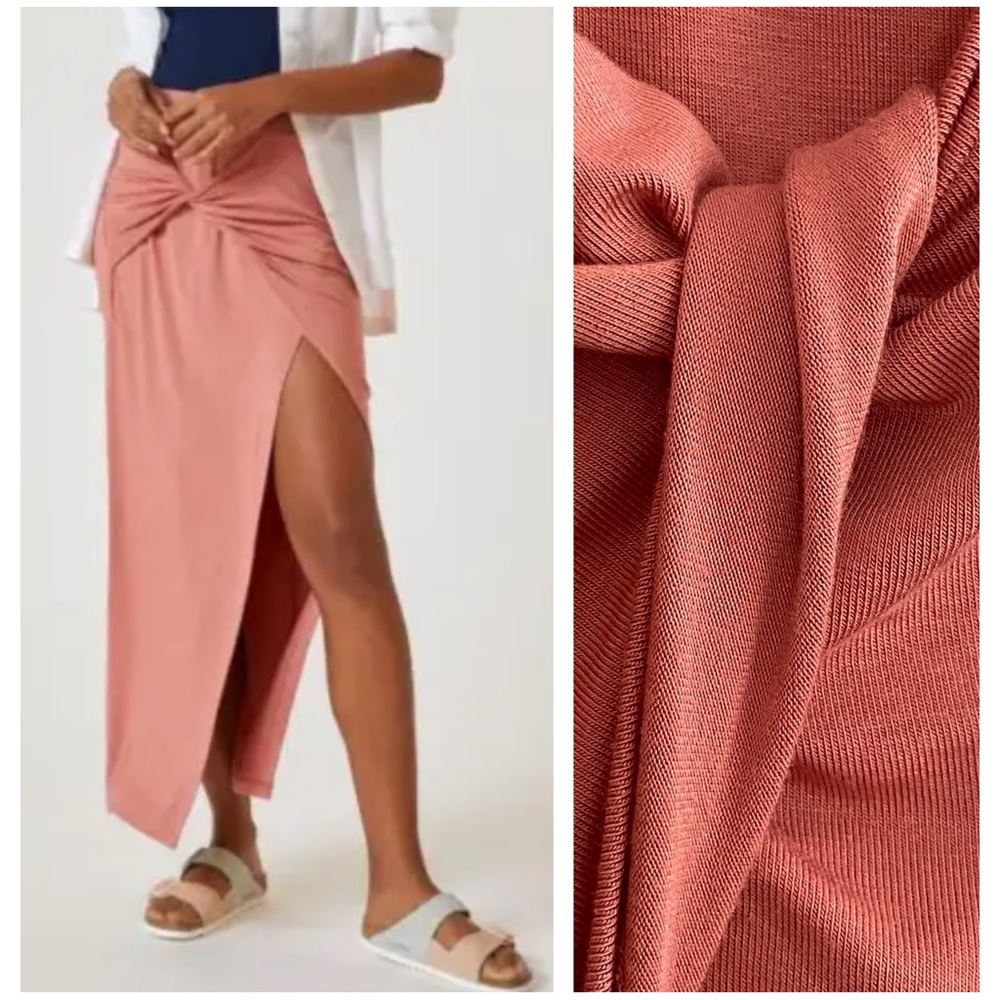 Anthropologie Daily Practice Pink Solid Bluebell Island Twisted Maxi Skirt